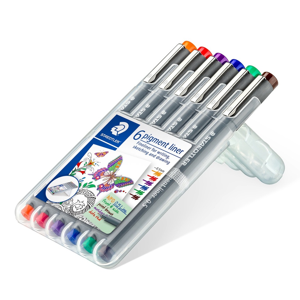 STAEDTLER FINE LINER PIGMENT 0.5MM 6 COLOUR 30805-SSB6