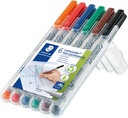 STAEDTLER LUMOCOLOUR UNIVERSAL NON PERMANENT SUPERFINE PENS 6PC SET  311 WP6