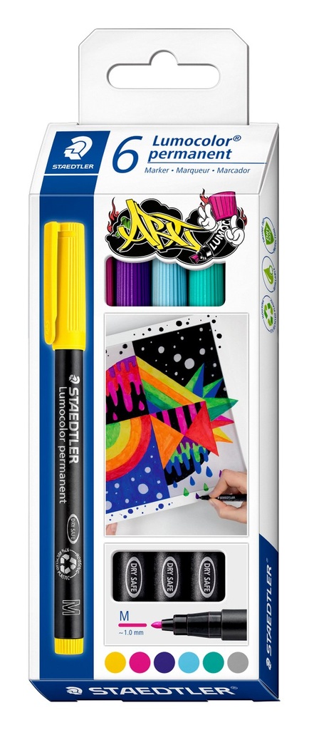 STAEDTLER LUMOCOLOR UNIVERSAL PERMANENT MARKER PENS 6PCS 317 C6