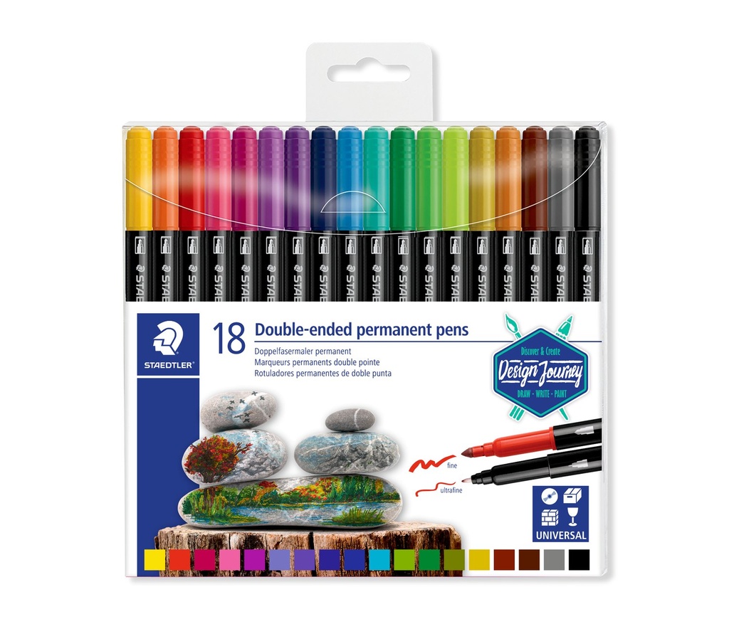 STAEDTLER DOUBLE-ENDED PERMANENT  MARKER PENS 18 PCS 3187 TB18