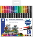 STAEDTLER DOUBLE-ENDED PERMANENT  MARKER PENS 18 PCS 3187 TB18