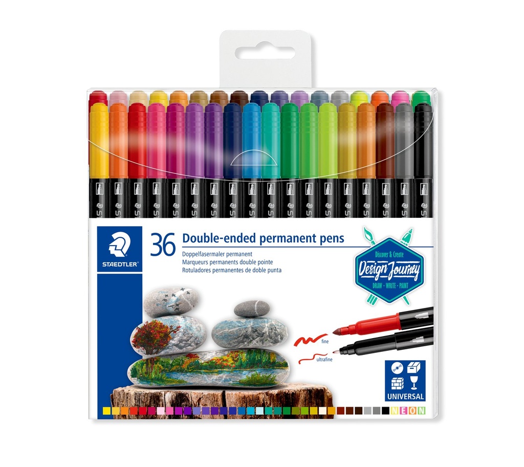 STAEDTLER DOUBLE-ENDED PERMANENT MARKER PENS 36 PCS 3187 TB36