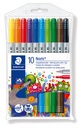 STAEDTLER DOUBLE ENDED FIBRE TIP MARKER PEN 10PCS WALLET 320 NWP10