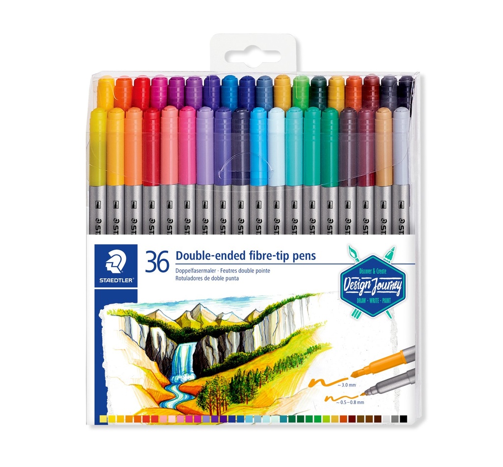 STAEDTLER DOUBLE-ENDED FIBRE TIP MARKER PENS 36 PCS 3200 TB36