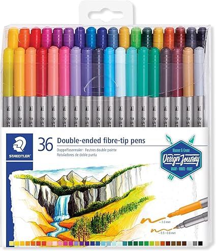 STAEDTLER DOUBLE-ENDED FIBRE-TIP PENS 36PCS