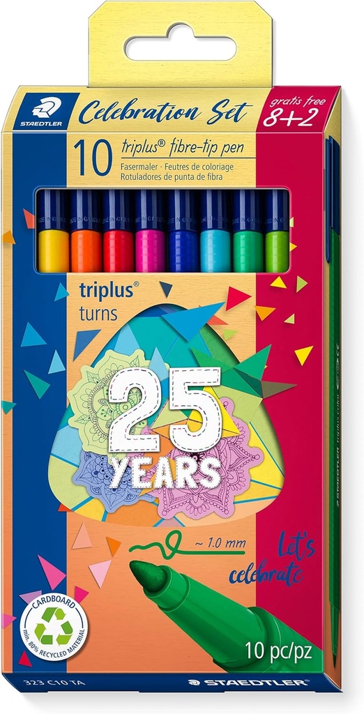 STAEDTLER FIBRETIP PEN TRIPLUS COLOUR 10PCS BIRTH