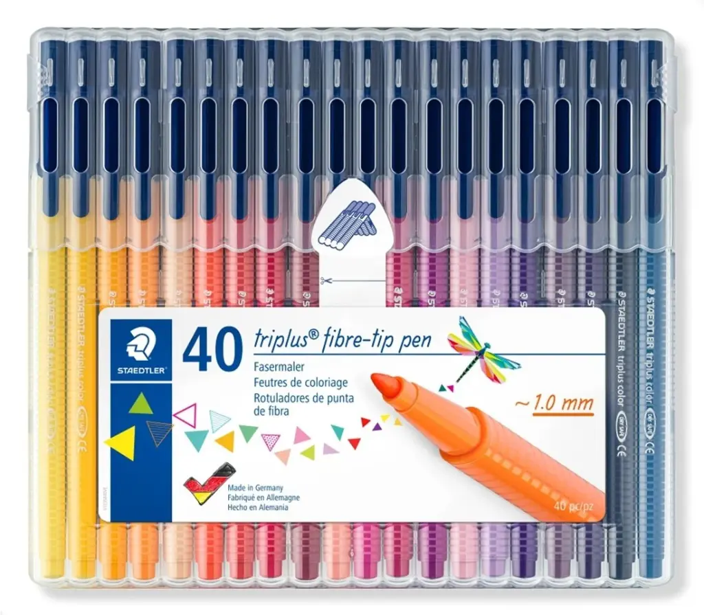 STAEDTLER FIBRE TIP PEN TRIPL. COLOUR 40PCS BOX