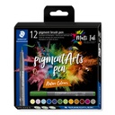 STAEDTLER PIGMENT BRUSH PENS NATURE COLOUR 12 PCS 371 C12-3