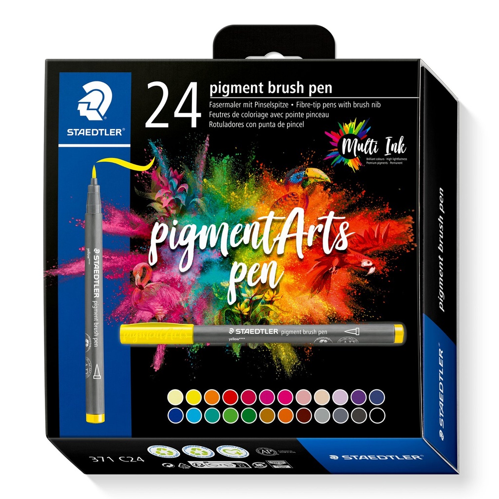 STAEDTLER PIGMENT BRUSH PENS 24 PCS 371 C24