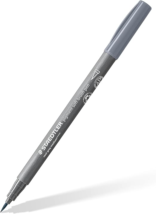 STAEDTLER PIGMENT SOFT BRUSH PEN COOL MEDIUM GREY 372-87