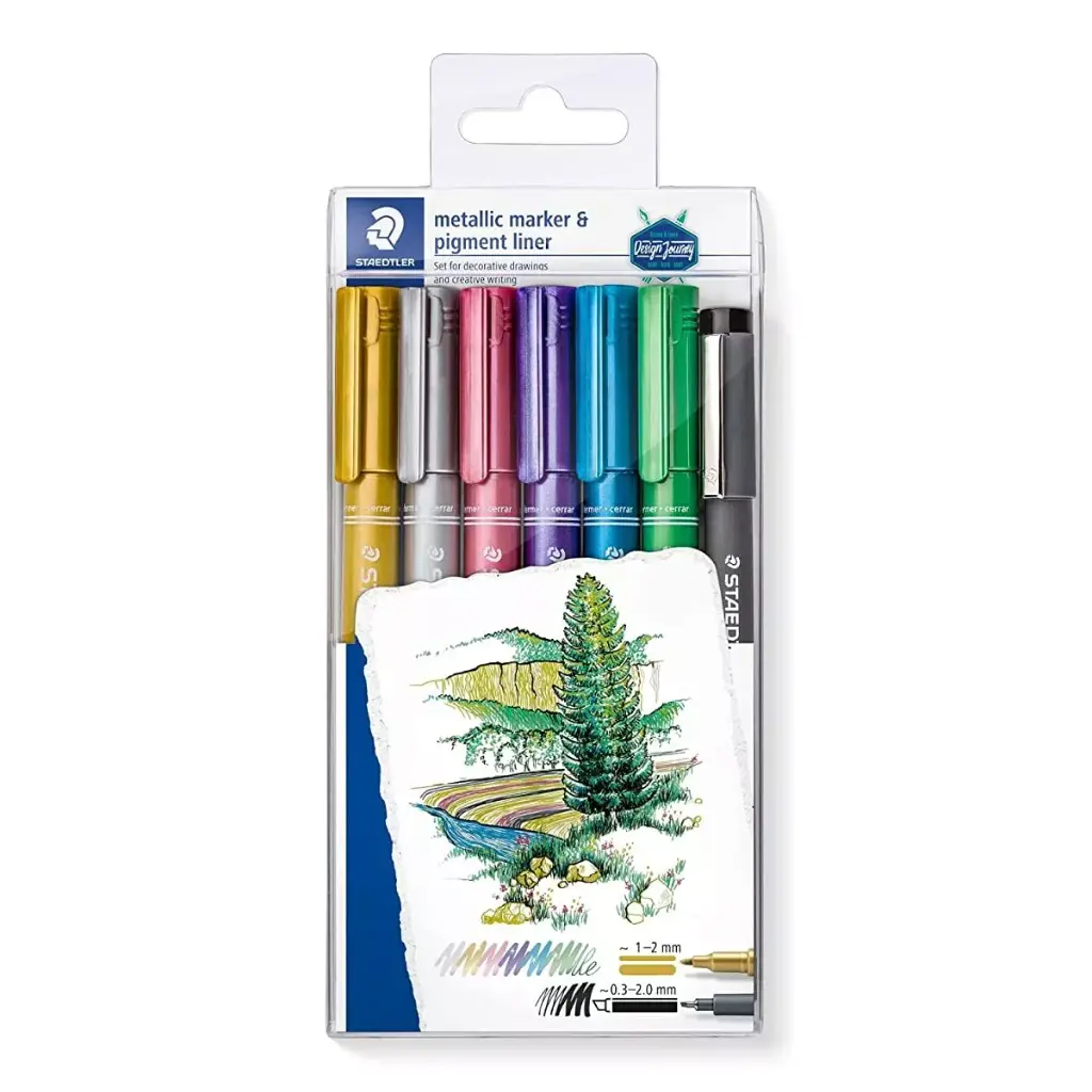 STAEDTLER METALLIC MARKER PEN SET 6PCS + 1 PIGMENT LINER 8323-SWP6P