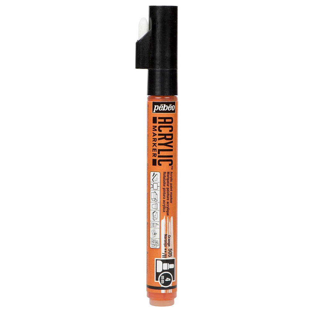 PEBEO ACRYLIC MARKER CHIESEL TP 4MM ORANGE