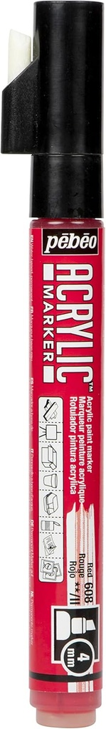 PEBEO ACRYLIC MARKER CHIESEL TIP 4MM RED