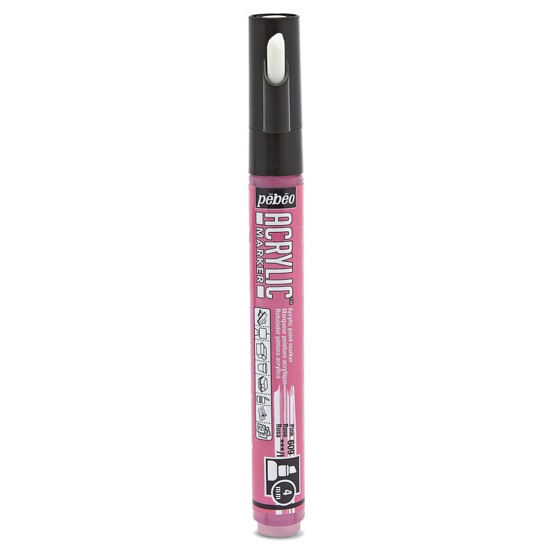 PEBEO ACRYLIC MARKER CHIESEL TIP 4MM PINK