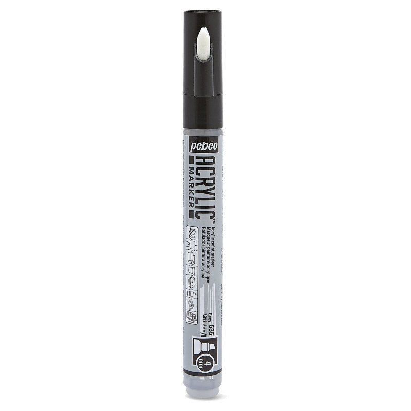 PEBEO ACRYLIC MARKER CHIESEL TIP 4 GREY