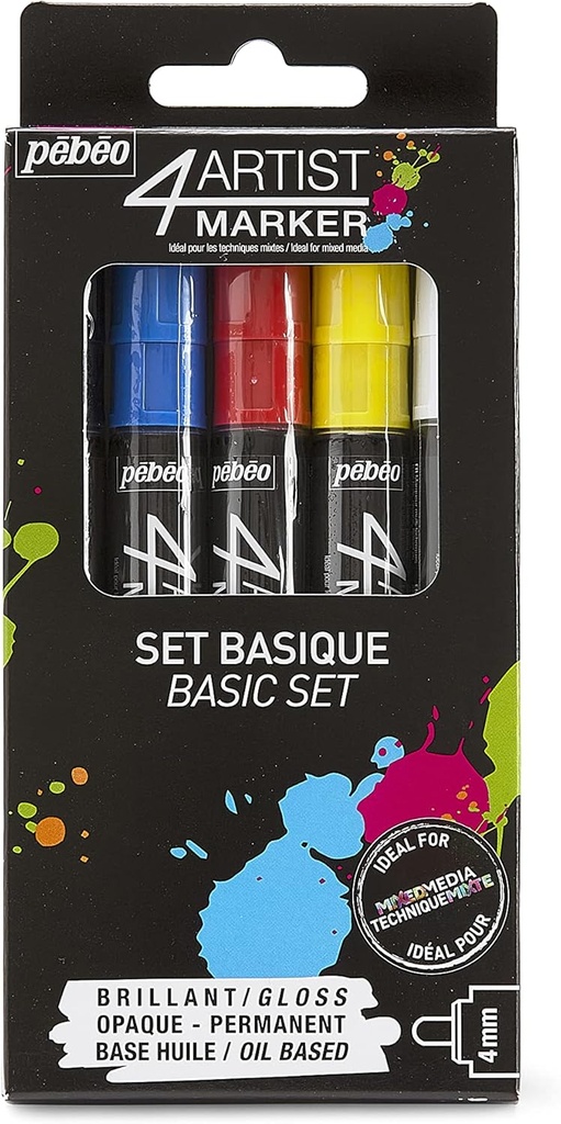 PEBEO 4ARTIST MARKER SET 5X4MM BASIC