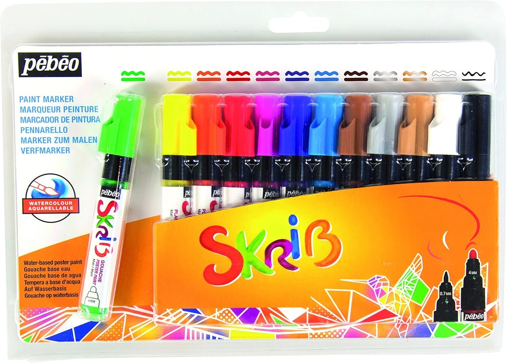 PEBEO 12 MARKER GOUACHE RAINBOW SET 