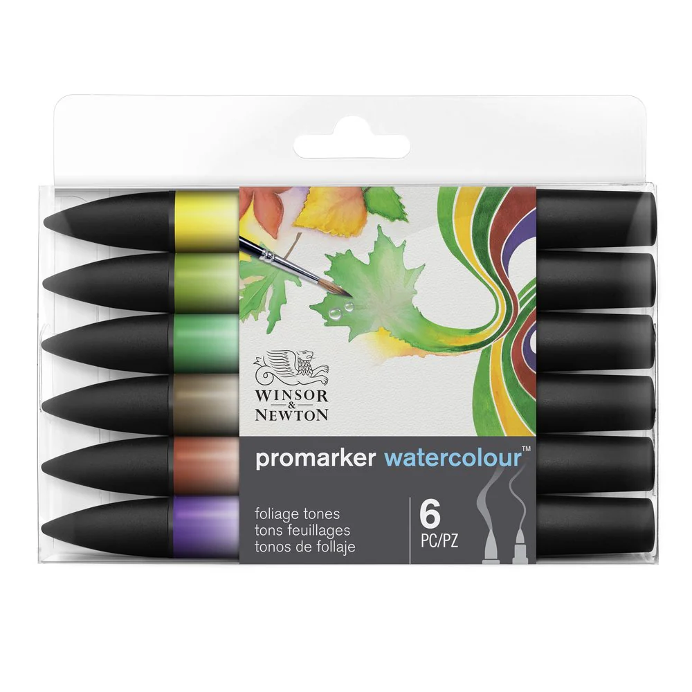WINSOR & NEWTON WATERCOLOUR MARKER 6 FOLIAGE TONES