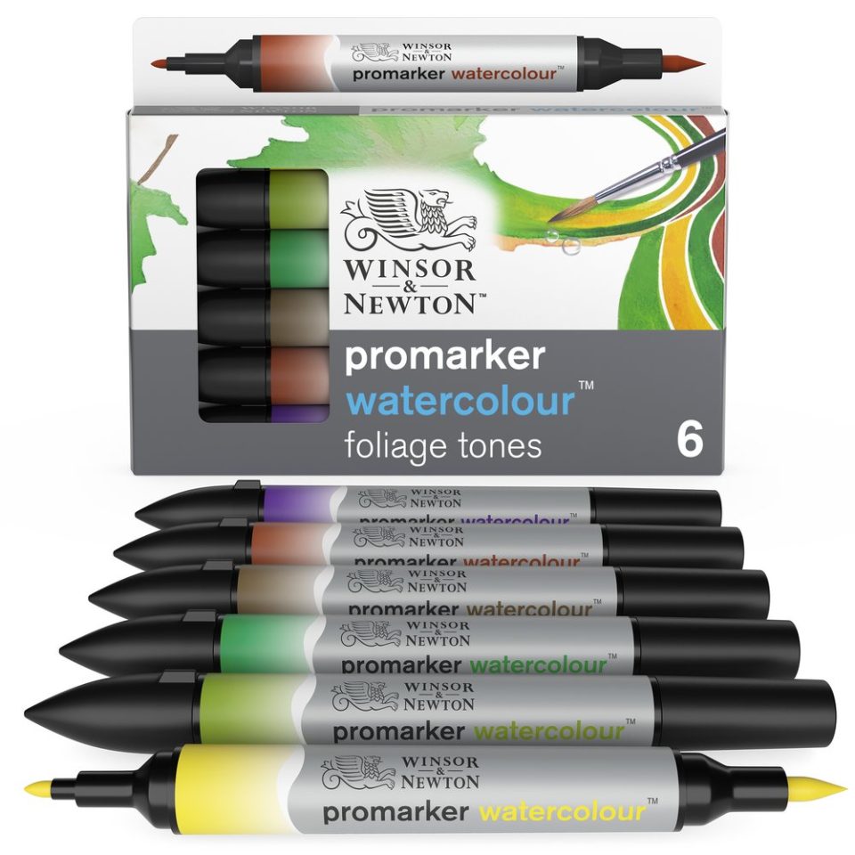 WINSOR & NEWTON WATERCOLOUR MARKER 6 FOLIAGE TONES