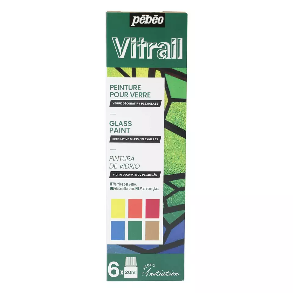 PEBEO INITIA VITRAIL GLASS PAINT SET 6X20ML