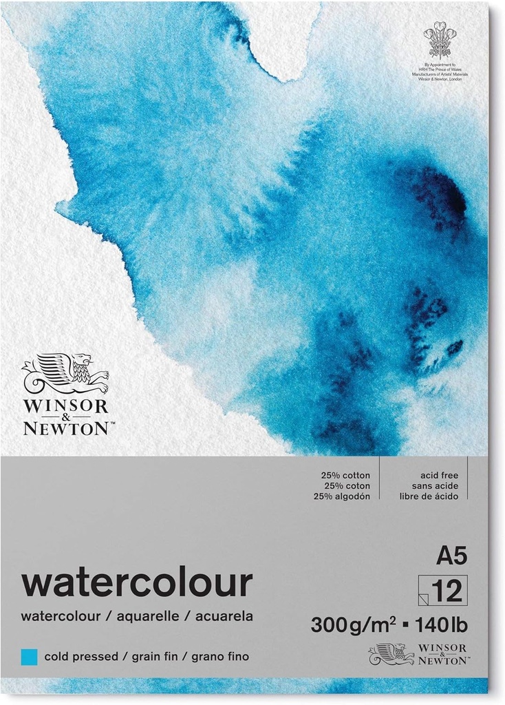 WINSOR & NEWTON WATERCOLOUR  COLD PRESSED PADS 300GSM 12 SHEETS