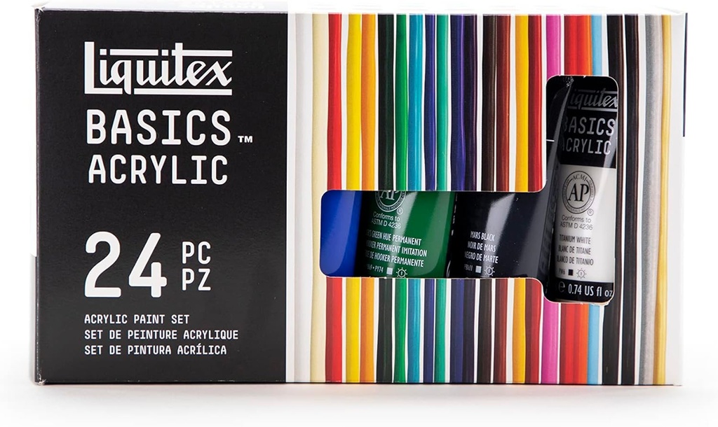 LIQUITEX BASICS ACRYLIC COLOUR SET 24X22ML ROW