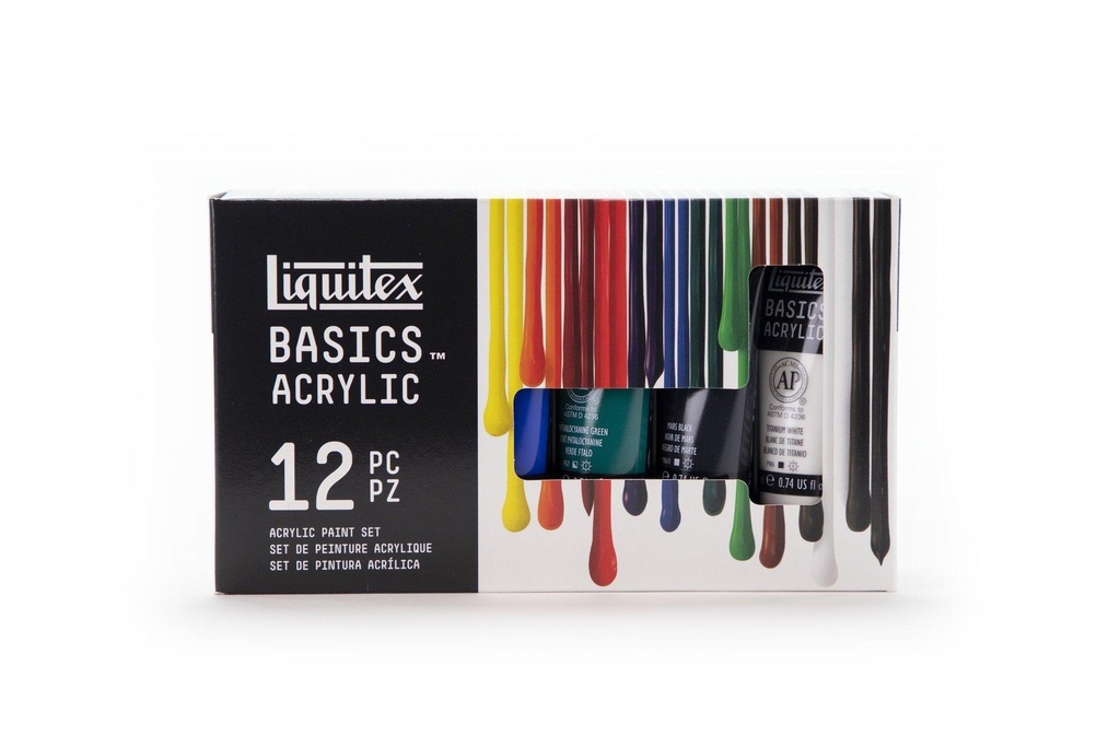 LIQUITEX BASICS ACRYLIC COLOUR SET 12X22ML V2 ROW