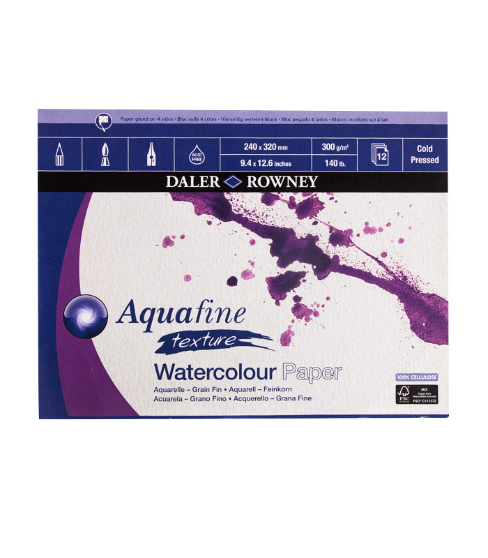 DALER ROWNEY AQUAFINE WATERCOLOUR TEXTURE BLOCK 300GSM 12 SHEETS