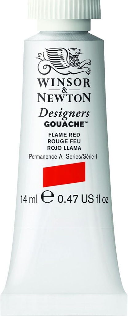 WINSOR & NEWTON DESIGNERS GOUACHE 14ML TUBE FLAME RED