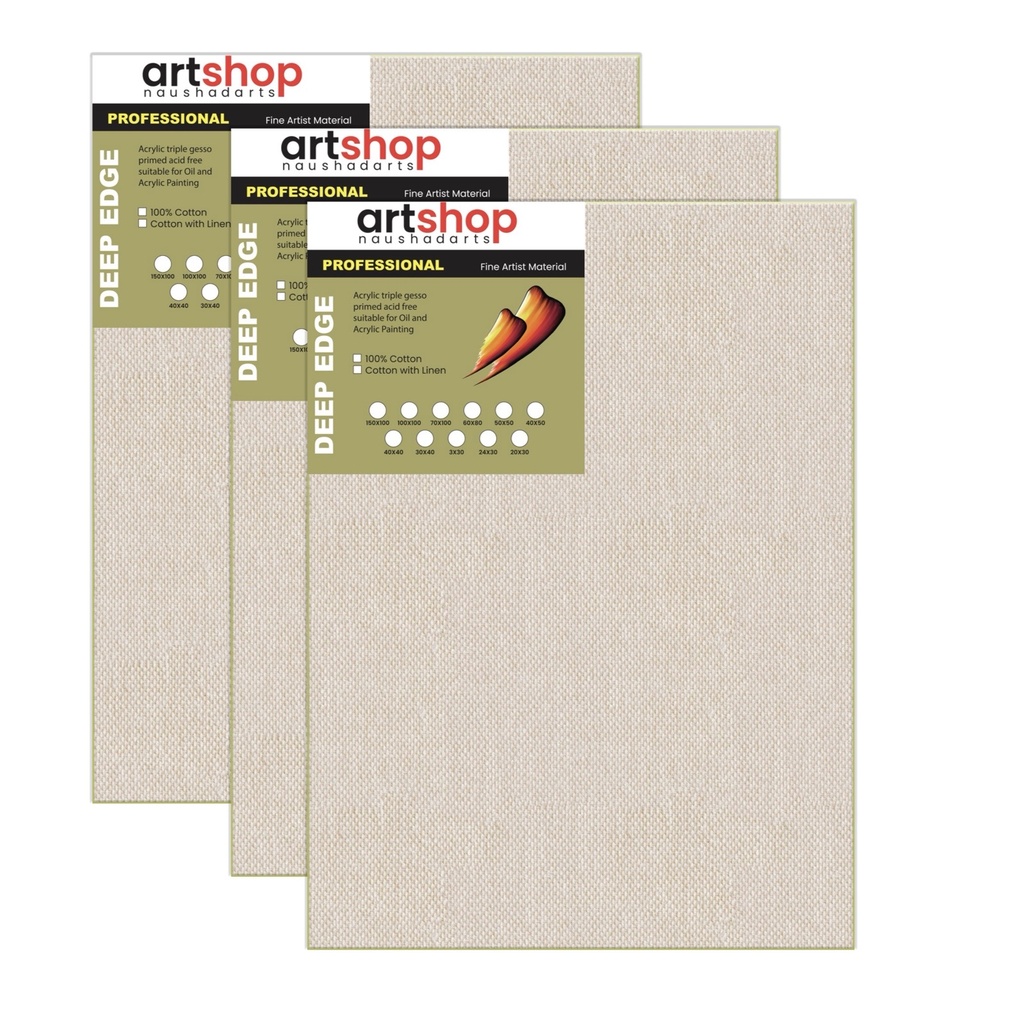 80 X 60cm Deep Edge Canvas 350g Cotton with Linen  