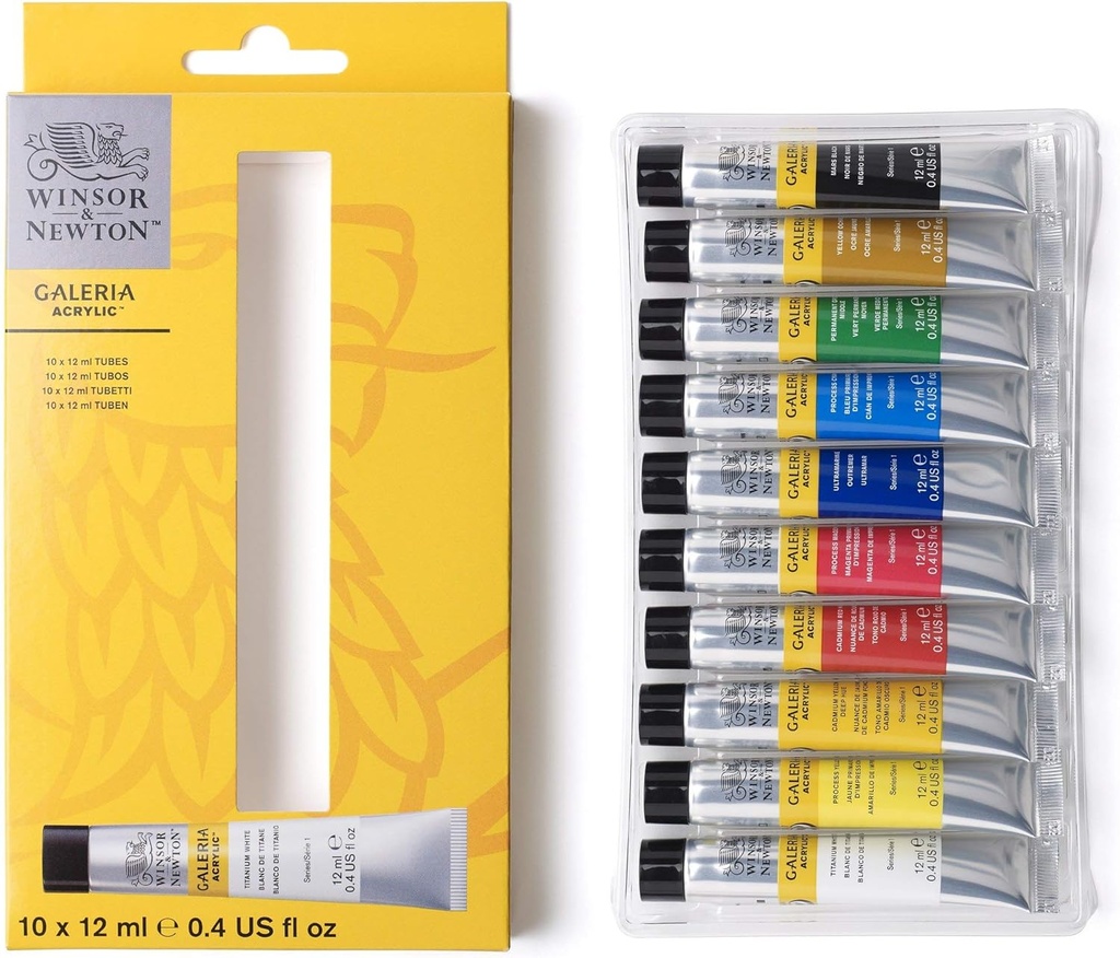 WINSOR & NEWTON GALERIA ACRYLIC COLOUR 10X12ML ACCESS SET