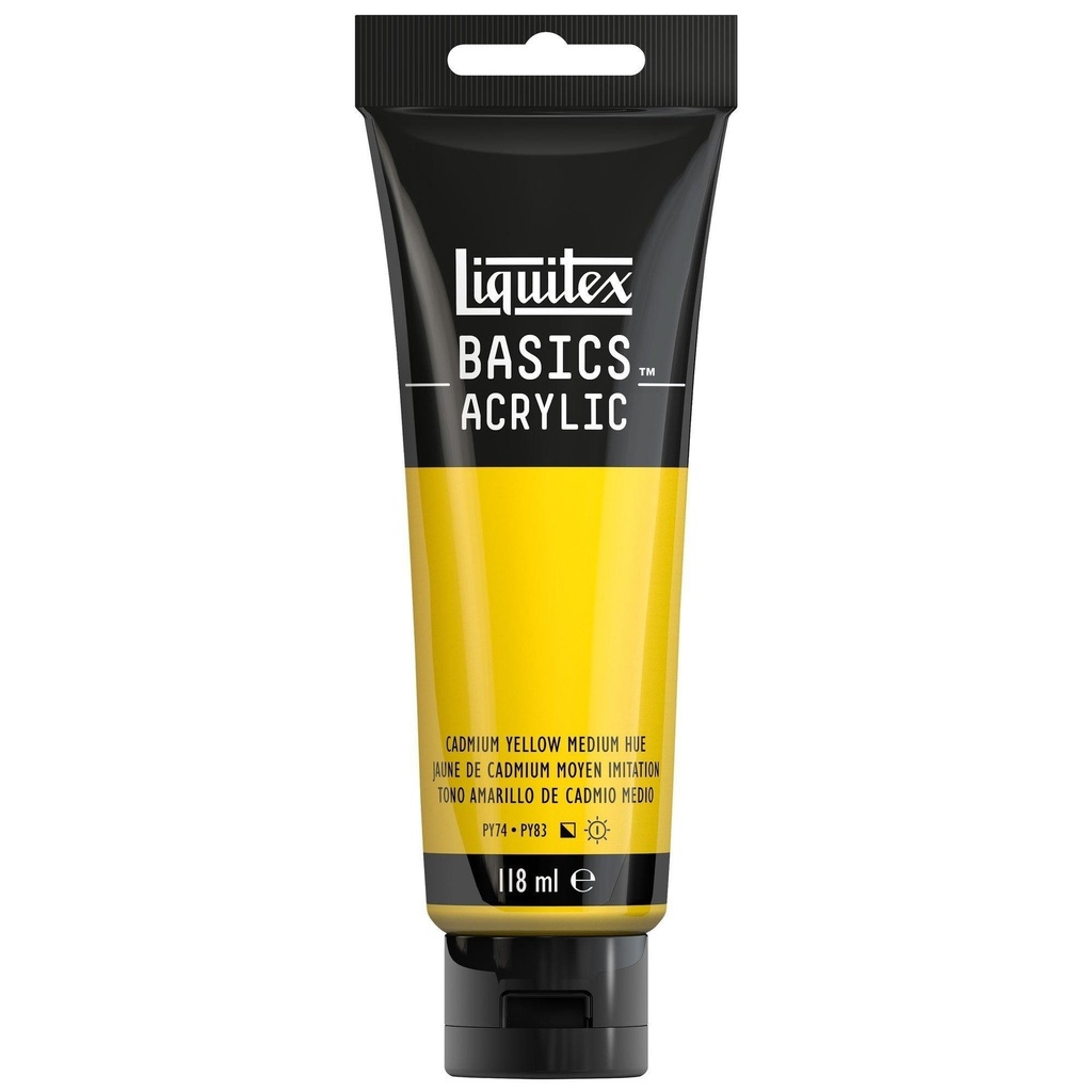 LQX BASICS ACRYLIC COLOUR 118ML CADMIUM YELLOW MEDHUE ROW