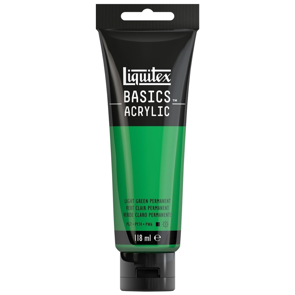 LQX BASICS ACRYLIC COLOUR 118ML GREEN LIGHT PERMANENT ROW