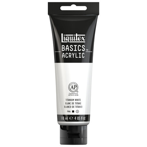 LIQUITEX BASICS ACRYLIC COLOUR 118ML TITANIUM WHITE ROW