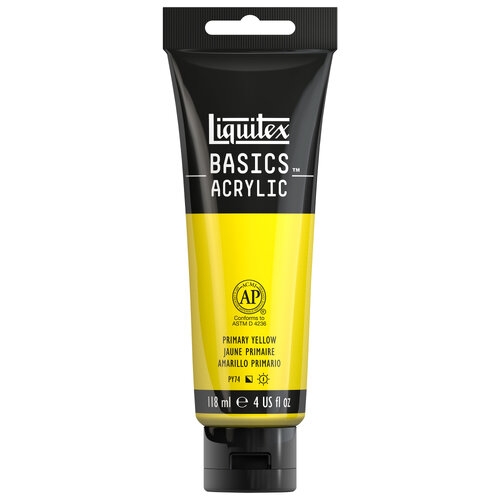 LQX BASICS ACRYLIC COLOUR 118ML PRIMARY YELLOW ROW