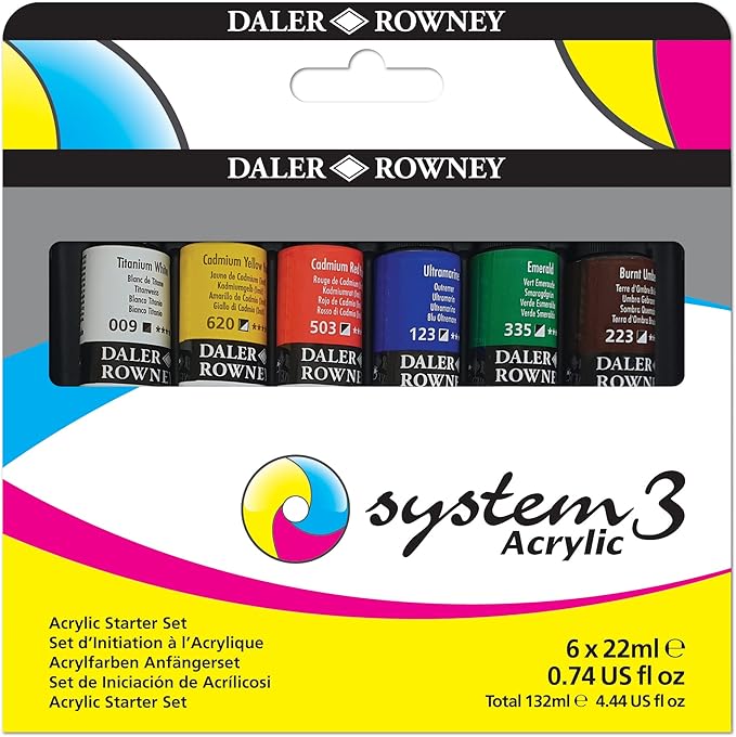 DALER ROWNEY SYSTEM3 ACRYLIC 6X22ML STARTER SET