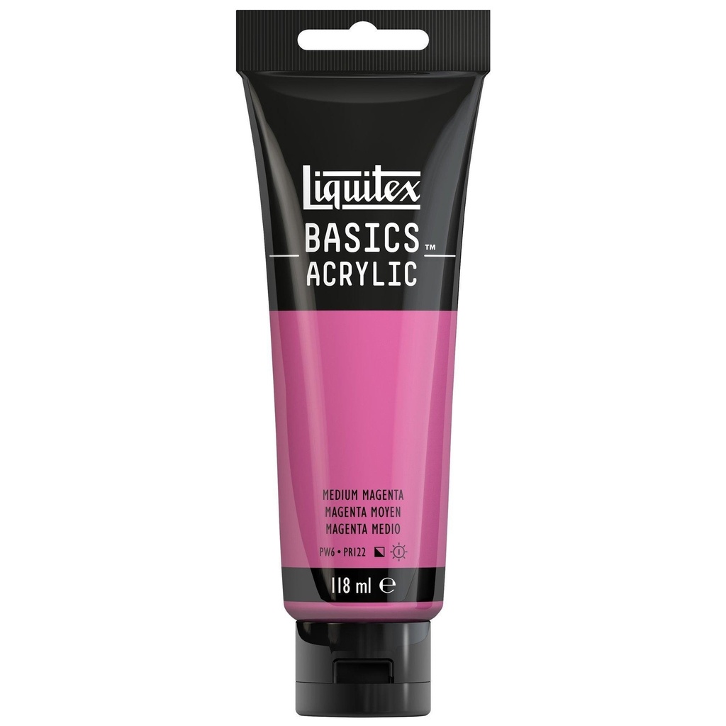 LQX BASICS ACRYLIC COLOUR 118ML MAGENTA MEDIUM ROW