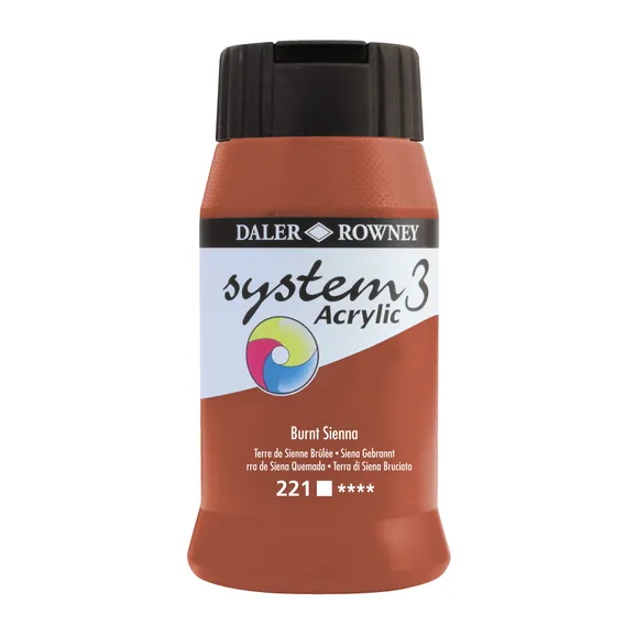 DALER ROWNEY SYSTEM3 ACRYLIC 500ML BURNT SIENNA