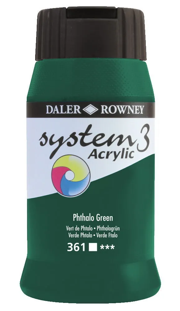 DALER ROWNEY SYSTEM 3 ACRYLIC 500ML PHTHALO GREEN