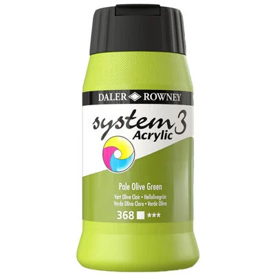 DALER ROWNEY SYSTEM3 ACRYLIC 500ML PALE OLIVE GREEN