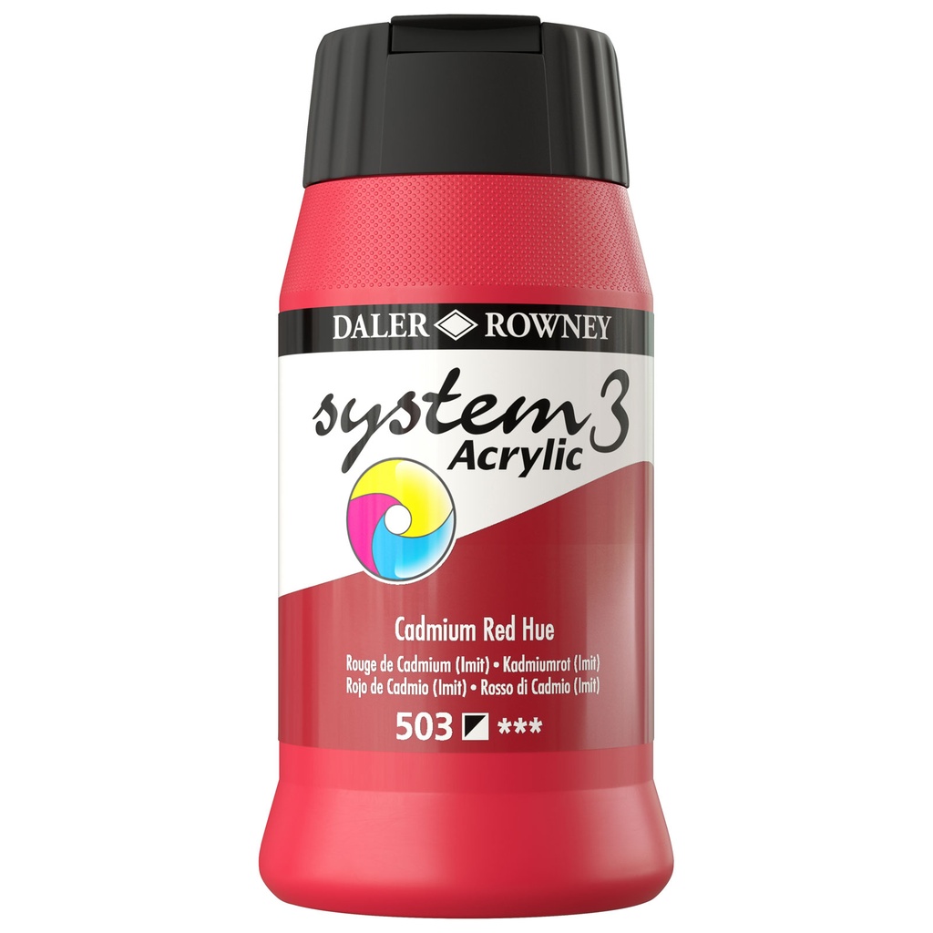 DALER ROWNEY SYSTEM3 ACRYLIC 500ML CADMIUM RED HUE