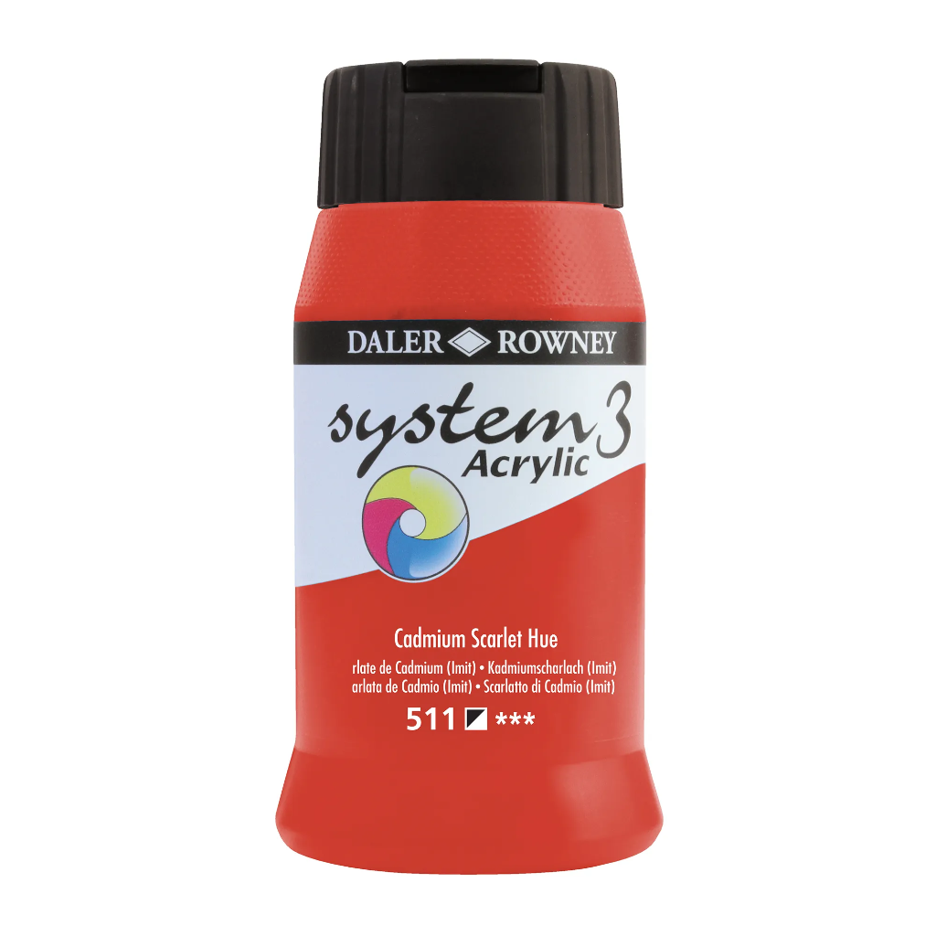 DALER ROWNEY SYSTEM3 ACRYLIC 500ML CAD SCARLET H