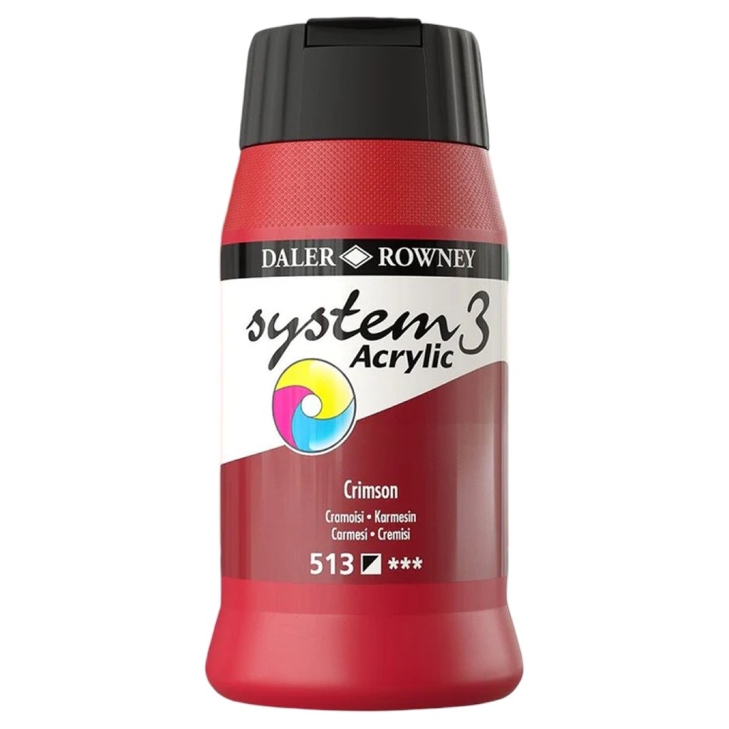 DALER ROWNEY SYSTEM 3 ACRYLIC 500ML CRIMSON