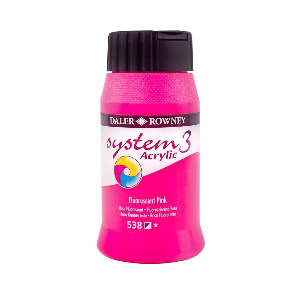 DALER ROWNEY SYSTEM3 ACRYLIC 500ML FLUORESCENT PINK 538