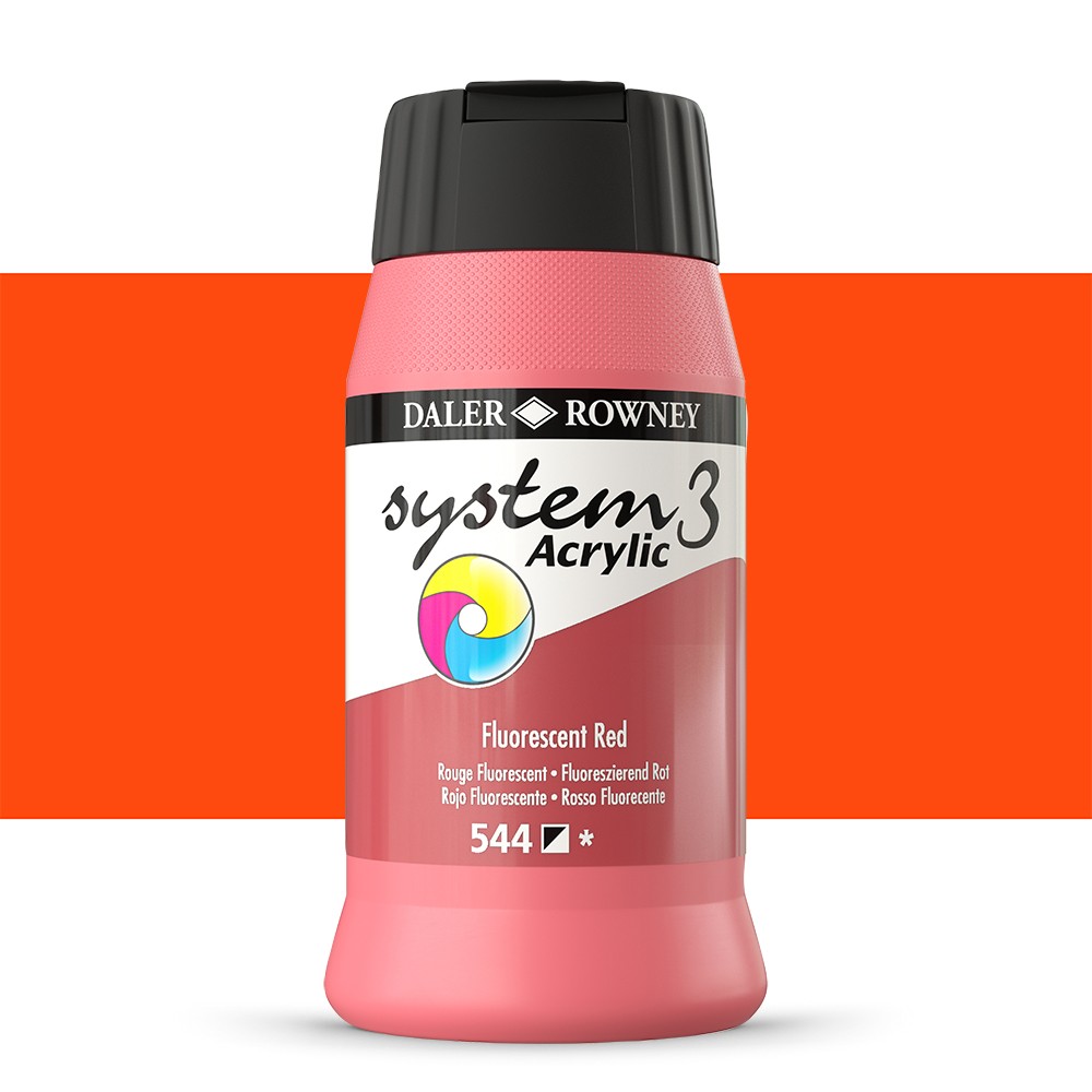 DALER ROWNEY SYSTEM3 ACRYLIC 500ML FLUO RED