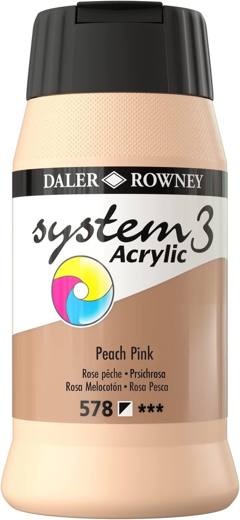 DALER ROWNEY SYSTEM3 ACRYLIC 500ML PEACH PINK