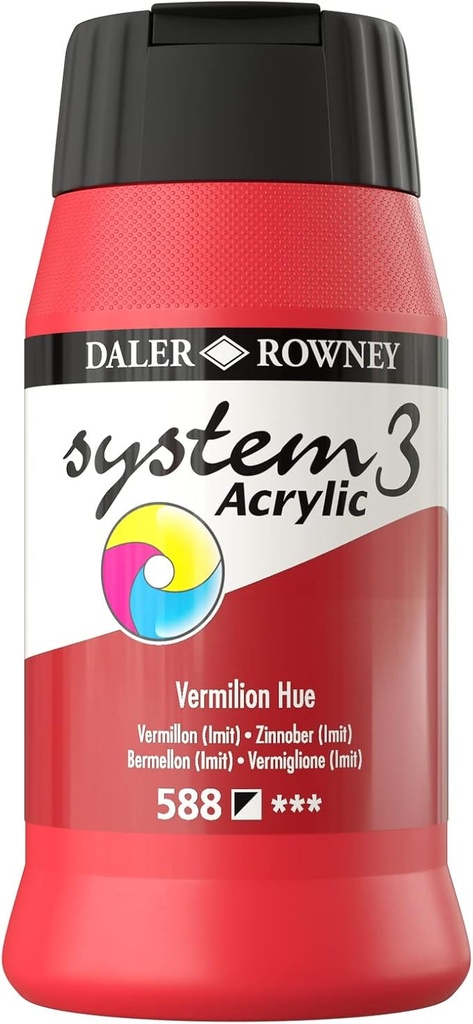 DALER ROWNEY SYSTEM3 ACRYLIC 500ML VERMILION HUE