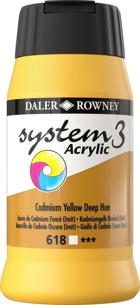 DALER ROWNEY SYSTEM 3 ACRYLIC 500ML CAD YELLOW DEEP HUE