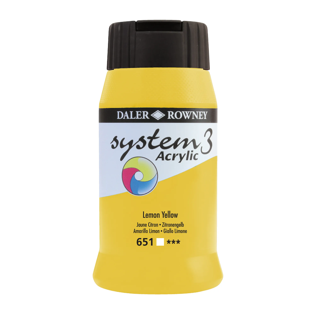 DALER ROWNEY SYSTEM3 ACRYLIC 500ML LEMON YELLOW