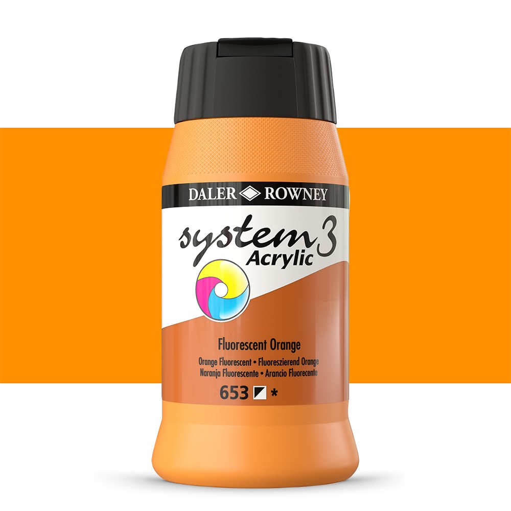 DALER ROWNEY SYSTEM3 ACRYLIC 500ML FLUO ORANGE